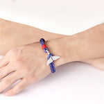 Whale Tail Anchor Charm Nautical Survival Rope Chain Bracelets, Dark blue, Black, Black red, Red, Black blue, Yellow, Colorful, Blue