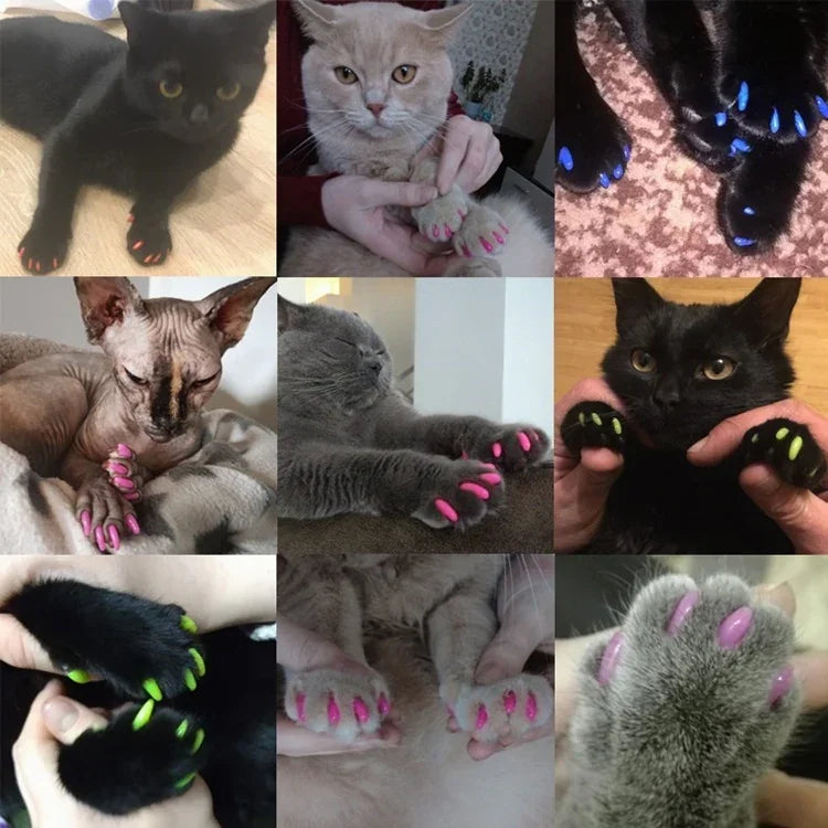 20 PCS Silicone Soft Cat Nail Caps / Cat Paw Claw / Pet Nail Protector/Cat Nail Cover, XS, S, L