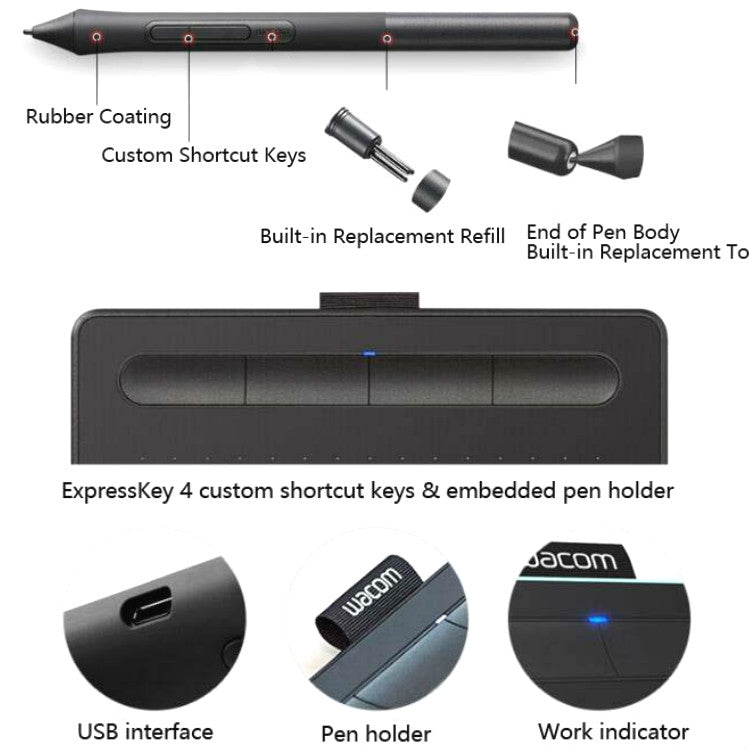 Wacom CTL-4100  Tablet Intuos Hand-Painted Board Computer Drawing Board Handwriting Board, CTL-4100