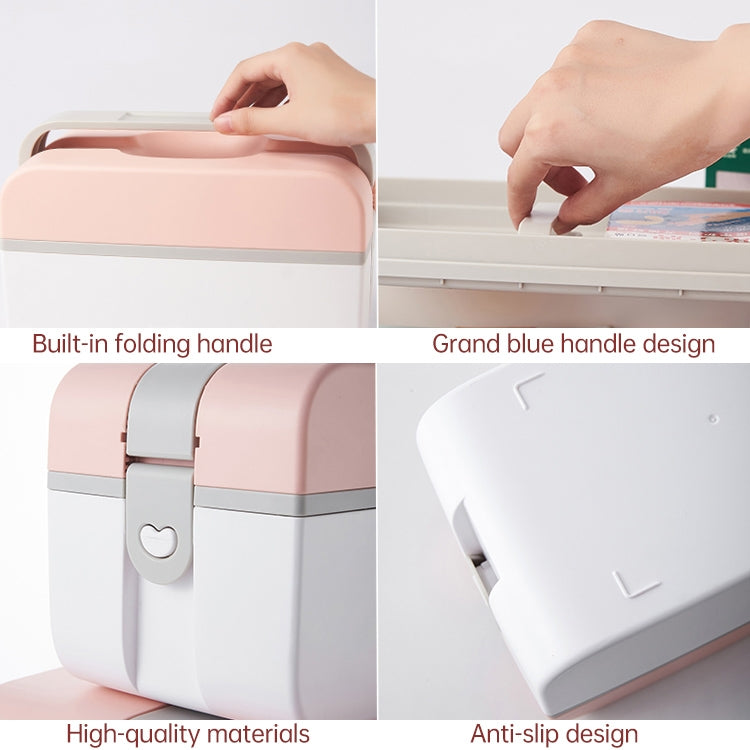 Multifunctional Household Dustproof Family Safety Emergency Storage Box Double-layer Medicine Case, S, L