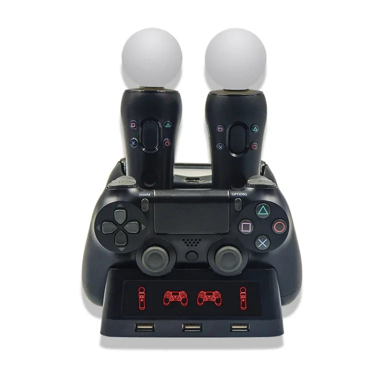 iPlay Gamepad Charger Multifunctional Charging Base For PS4 / PS4 Move / PS VR, For PS4 VR/PS VR/PS Move