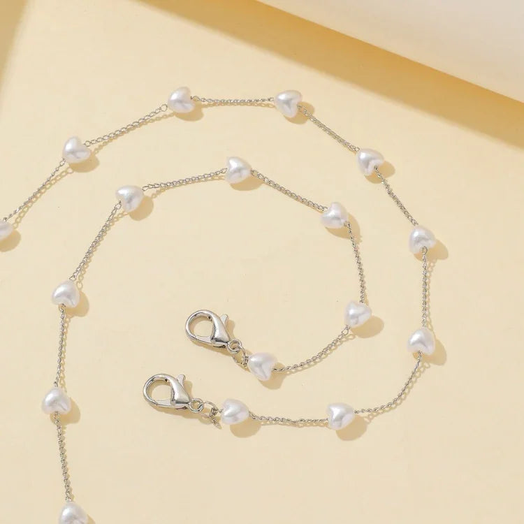 Mask Lanyard Love Pearl Anti-Lost Mask Lanyard Hanging Neck Glasses Chain, Love Pearl  Chain