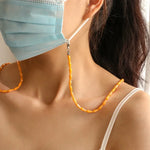 Drop Style Faceted Crystal Mask Lanyard Necklace Chain Glasses Chain, Black, White, Orange, Wine Red, Transparent Pink