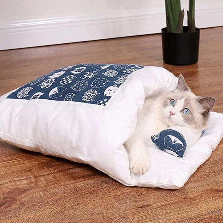 密閉型取り外し可能で洗える猫砂寝袋 冬用暖かい犬用ケンネル, S, M, L