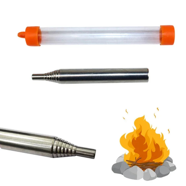 Camping Survival Blow Fire Tube Emergency Fire Starting Retractable blowpipe, 8 Sections