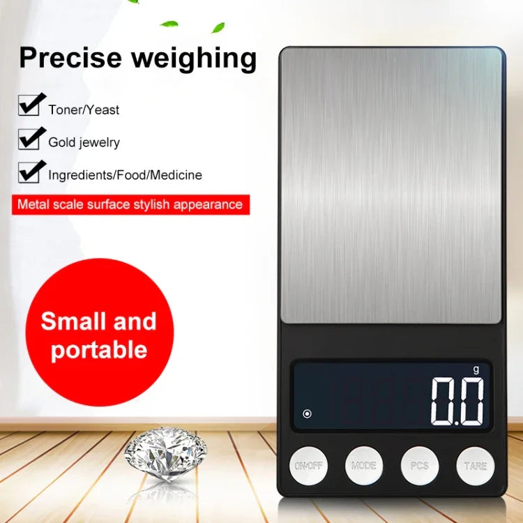 High-Precision Electronic Scale Mini Portable Jewellery Medicine Scale, 500g/0.1g, 100g/0.01g, 200g/0.01g, 300g/0.01g, 500g/0.01g, 1000g/0.1g