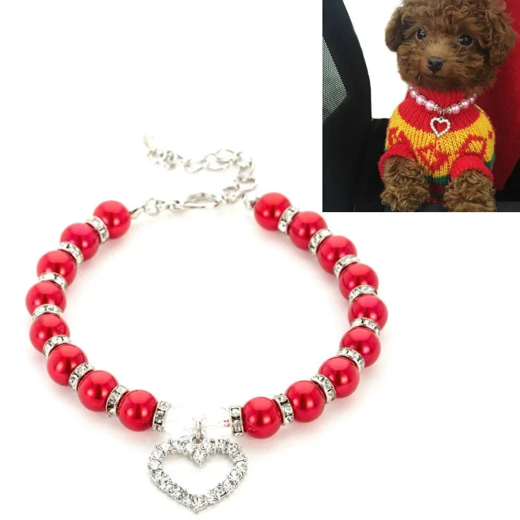 ペット用品 パールネックレス ペットカラー 猫と犬のアクセサリー、S、M、L
