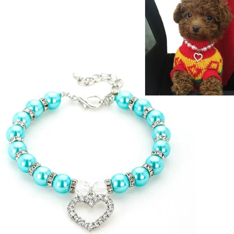 Pet Supplies Pearl Necklace Pet Collars Cat and Dog Accessories, S, M, L