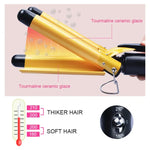 20-32m Automatic Ceramic Perm Splint Hair Curler 3 Barrels Big Wave Hair Curling Iron Tools, 32mm