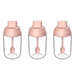 3 PCS Macaron Ribbon Moisture-Proof Lid Spoon One Seasoning Jar Glass Seasoning Bottle with Label, Seasoning Bottle, Honey Bottle, Brush Oil Bottle