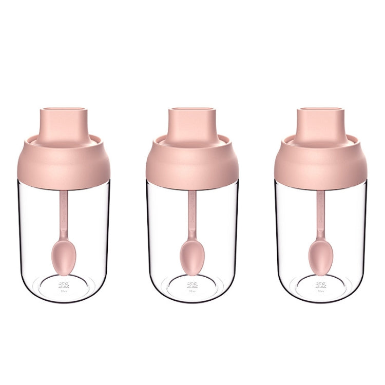 3 PCS Macaron Ribbon Moisture-Proof Lid Spoon One Seasoning Jar Glass Seasoning Bottle with Label, Seasoning Bottle, Honey Bottle, Brush Oil Bottle