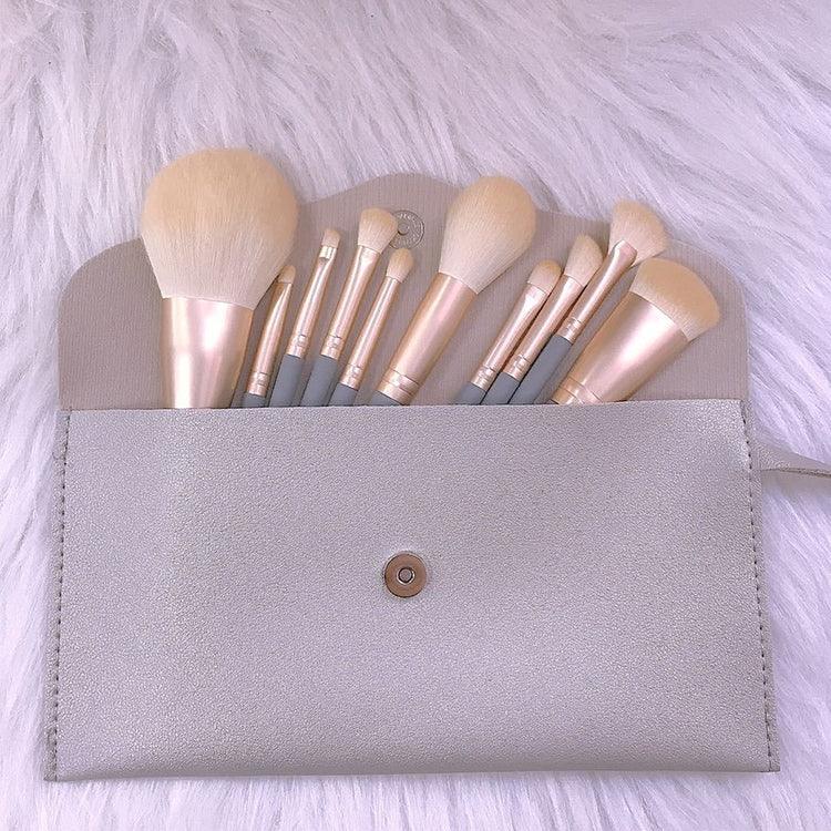 10 PCS / Set Makeup Brush Corn Silk Fiber Hair Loose Powder Brush Face And Eye Makeup Brush, Without Bag, With Blue Bag, With Silver Bag, With Pink Cylinder, With Green Cylinder, With Pink Zipper Bag