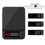 Household Hand-Pushed Coffee Scale USB-Powered Smart Kitchen Scale With Timing, 3kg/0.1g, 5kg/0.1g, 10kg/1g