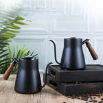 304 Stainless Steel Coffee Hand Pot Wooden Handle Coffee Pot Teflon Long-Mouth Slender Pot, Without Thermometer, With Thermometer