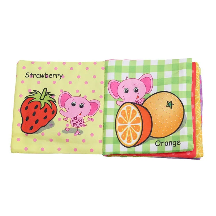 Baby Rattles Toy Soft Animal Cloth Book Newborn Stroller Hanging Toy Early Learning Education Baby Toys, Fruit, Vegetable, Shape, Vehicle