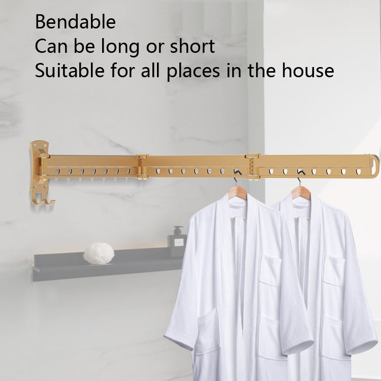 Clothes Rack Folding Telescopic Balcony Drying Rack Indoor Household Wall-Mounted Clothes Rail, Golden Long (3 Sections), Silver Long (3 Sections), Black Long (3 Sections)