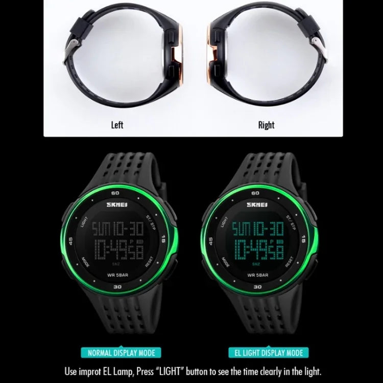 SKMEI 1219 Men Multi-Function Electronic Watch Outdoor Sports Watch, Green, Blue, Black, Rose Gold, Silver