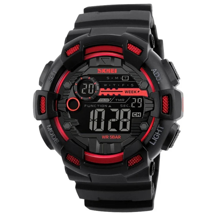 SKMEI 1243 Men Sports Watch Outdoor Waterproof Digital Watch, Red, Black, Golden