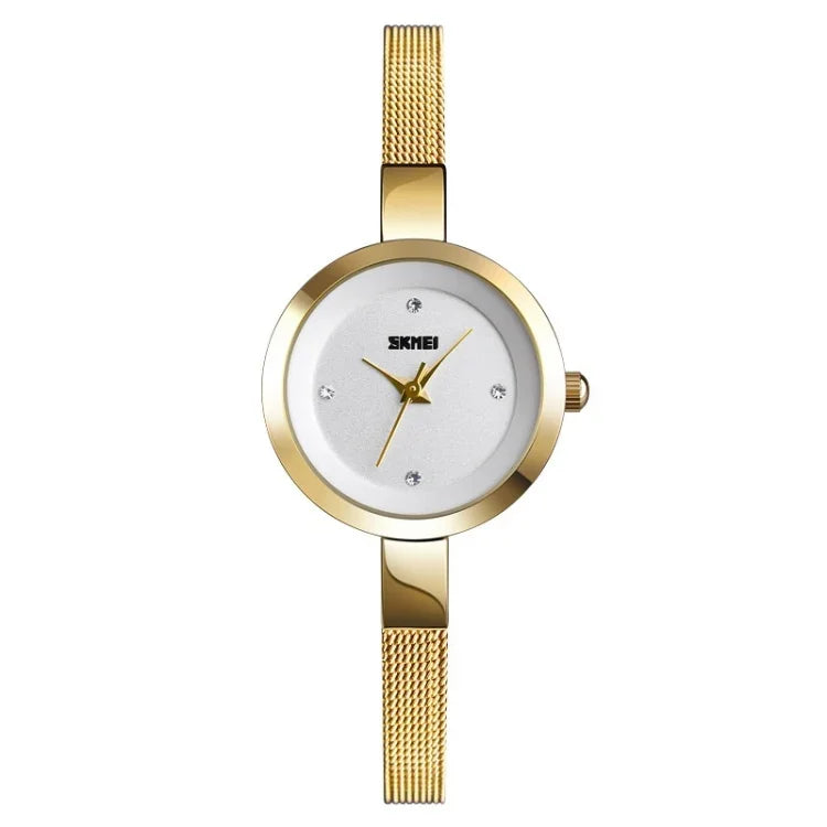 SKMEI 1390 Ladies Business Casual Watch Steel Band Lightweight Quartz Watch, Rose Gold, Golden, Silver