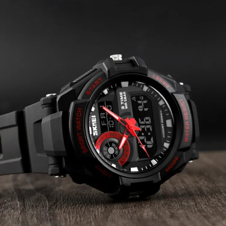 SKMEI 1357 Mens Multifunctional Sports Digital Watch Student Waterproof Watch, Red, Blue, Black