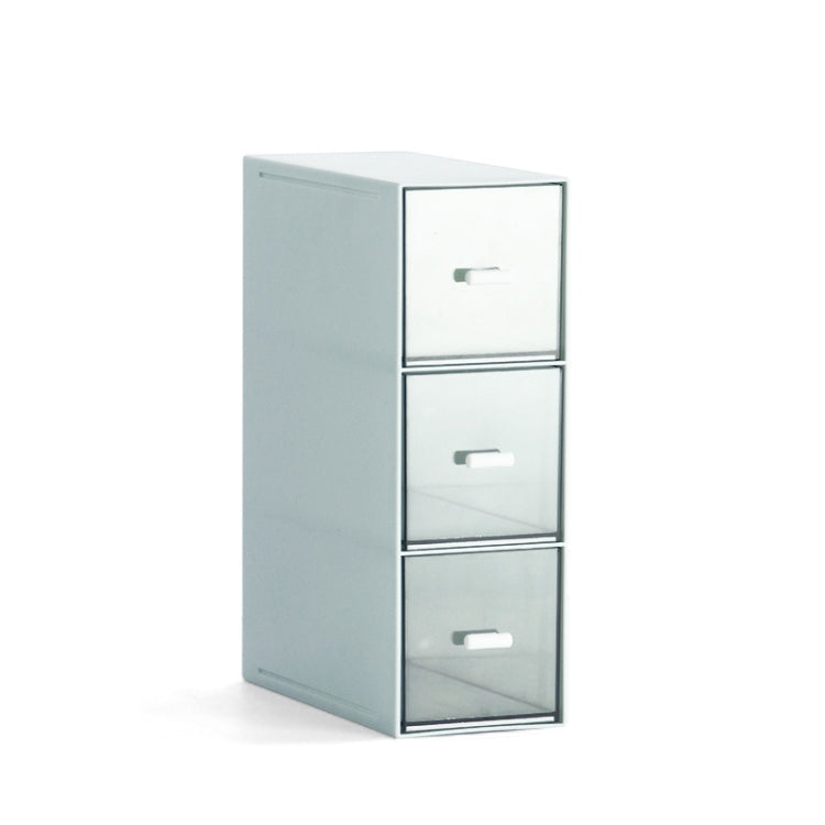 Desktop Drawer Storage Box Cosmetics Office Student Stationery Pen Dormitory Three Grid Desk Rack, Glacier Blue, Coral Powder, Ivory White