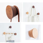 5 in 1 Solid Wood Coat Hook Wall Nail-Free Strong Sticky Hook, Nail-Free Strong Sticky Hook