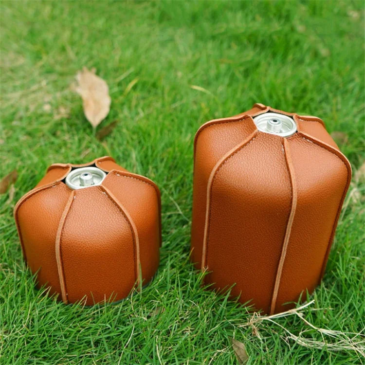 Outdoor Camping Flat Gas Tank Leather Case Camping Steam Lamp Fuel Tank PU Protective Cover, For 230g Gas Tank, For 450g Gas Tank