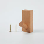 Solid Wood Punch-Free Entrance Behind The Door On The Wall Sticky Hook Clothes Hook Beech Wood, Black Walnut