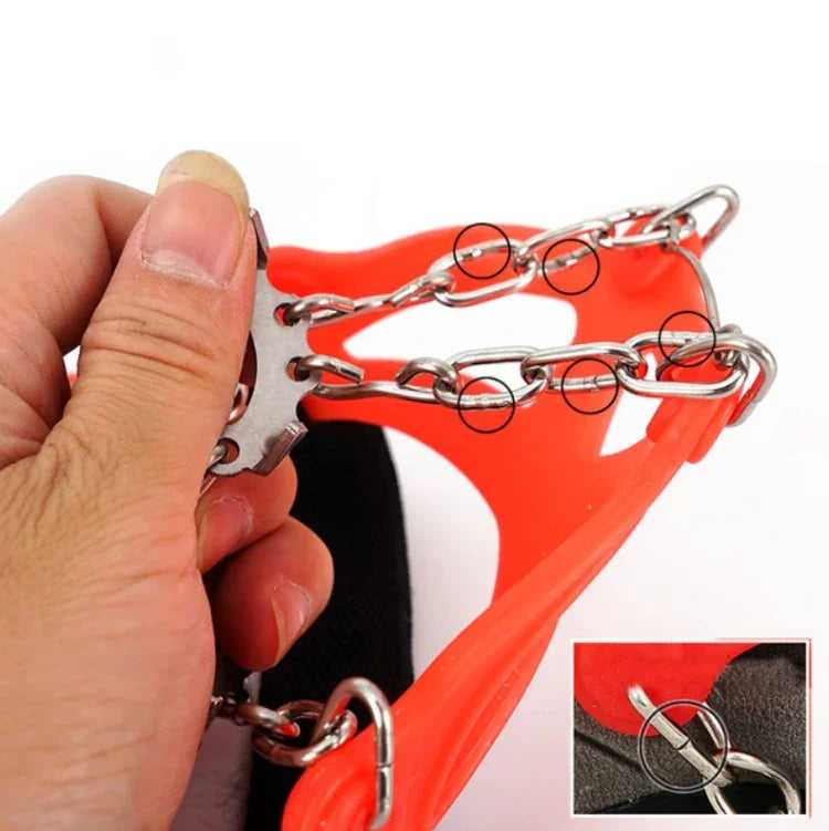 13 Teeth Outdoor Stainless Steel Mountaineering Climbing Crampons Trekking Non-Slip Shoe Covers, Size:, 13 Teeth M（Orange）