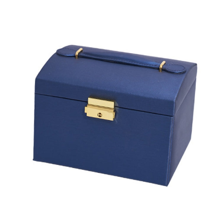 Three-Layer Leather Drawer Type Jewelry Storage Box Earrings Box With Lock, Three-Layer (Navy Blue), Three-Layer (Creamy White), Three-Layer (Dark Green)