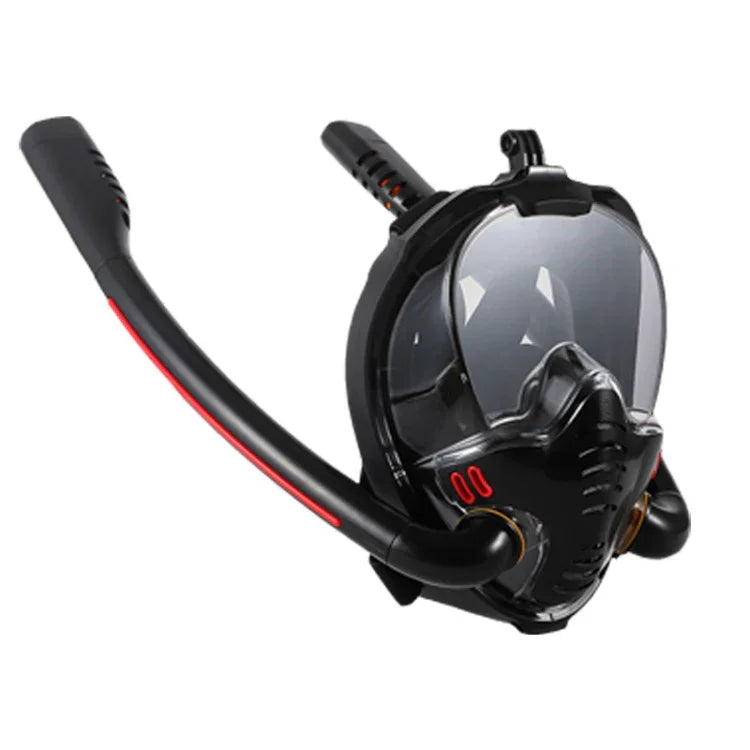 Snorkeling Mask Double Tube Silicone Full Dry Diving Mask Adult Swimming Mask Diving Goggles, S/M, L/XL