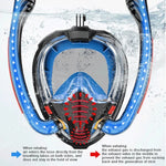 Snorkeling Mask Double Tube Silicone Full Dry Diving Mask Adult Swimming Mask Diving Goggles, S/M, L/XL