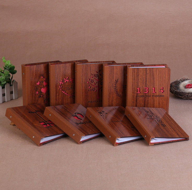 6-Inch 32 Sheets Wooden DIY Photo Album Creative Gift, 1314, Grow Up, Happiness, Baby Love, Love For You, The Story Of Time, Forever, Photo Album, I love You, I Am On My Way, Fawn, Pickup Light Stream Shadow