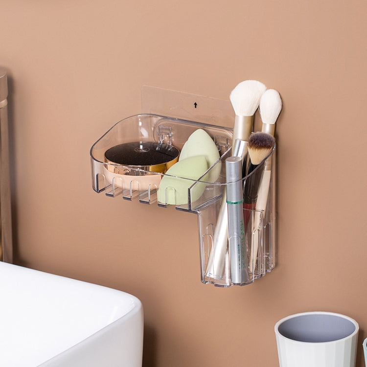 Magic Sticker Plastic Toiletry Makeup Storage Box Transparent Home Creative Organizing Box,Specification:, Shallow Style