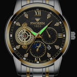FNGEEN 2166 Men Three-eye Hollow Quartz Watch Student Sports Electronic Watch, Black Steel Black Surface Gold Nails, Between Gold Black Surface, Between Gold Blue Surface, Between Gold White Surface, White Steel White Surface, White Steel Blue Surface