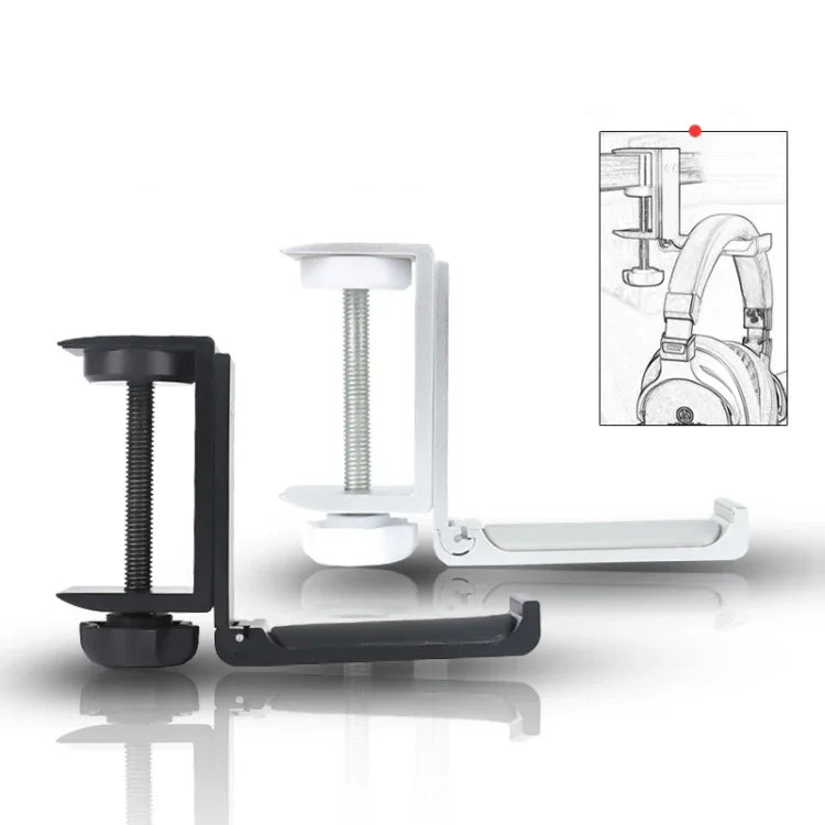 Headphone Bracket Internet Cafe Monitor Earphone Hanger Desktop Earphone Display Stand, Lock Clip Type (Silver), Paste Screw Type (Silver), Paste Screw Type (Black)