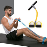 Multifunctional Four-Tube Pedal Puller Pedal Elastic Rope Sit-Ups Aid Abdomen Fitness Equipment, Green, Purple, Blue, Red, Yellow