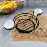 Wrought Iron Fruit Portable Storage Basket Bread French Fries Fried Snacks Portable Basket, Double Cup Egg-shaped, Double Cup Round, Single Cup Boat, Square Short Basket, Rectangular Short Basket, Large Round Wire, Small Round Wire, Large Messy Wire