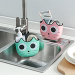 Kitchen Cartoon Multifunctional Sink Drain Hanging Bag Adjustable Buckle Bathroom Storage Basket, Pink, Blue, Green