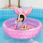 Inflatable Mermaid Shape Pool Home Children Baby Pink Round Swimming Pool Floating Air Cushion, 90cm, 120cm, 150cm