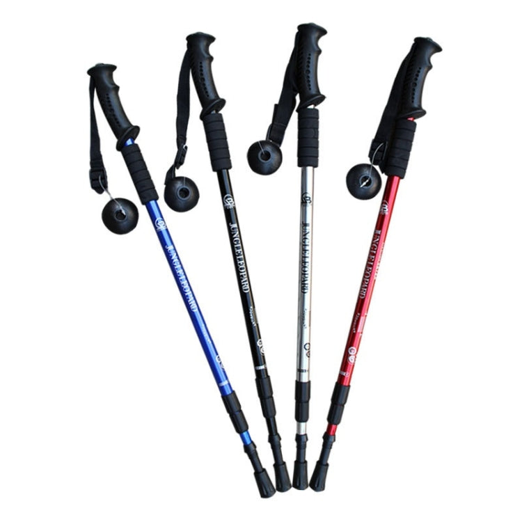 JUNGLELEOPARD 3-Section Straight Handle Aluminum Trekking Pole Multifunctional Walking Hand Crutches, Red#66-135cm, Blue#66-135cm, Black#66-135cm, Silver White#66-135cm