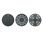 3 in 1 Hollow Flower Silicone Heat Insulation Pad Anti-Scalding Pot Bowl Pad Set, Black, Yellow, Blue, Green, Purple, Gray