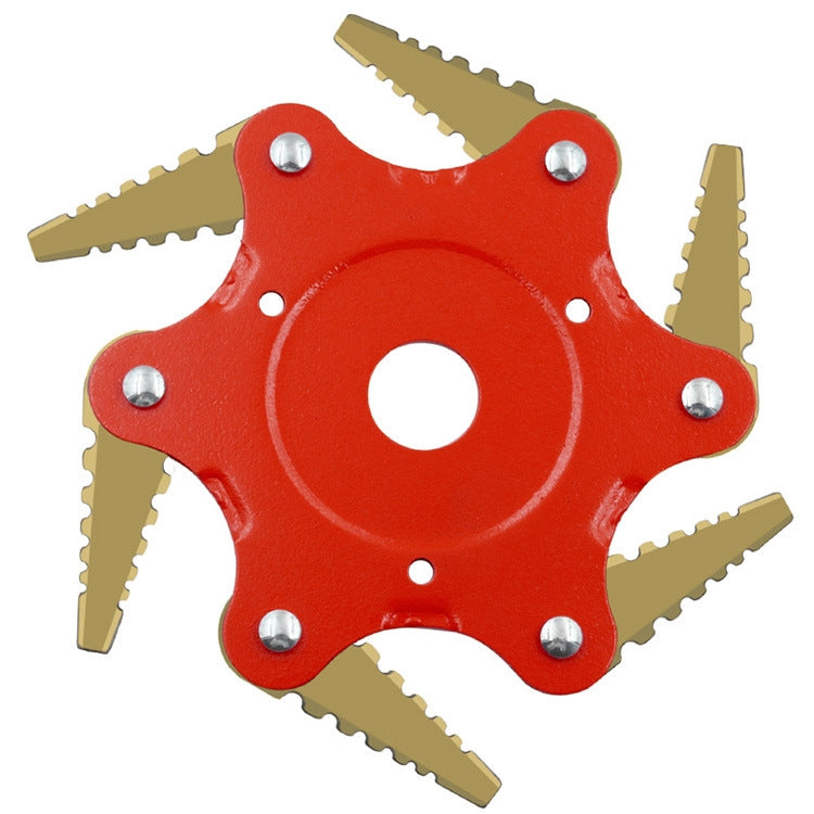 Toothed Mower Blade Six-Leaf Cyclone Blade Agricultural Weeder Parts, Golden Blade Bagged Gray, Golden Blade Bagged Green, Golden Blade Bagged Yellow, Golden Blade Bagged Red