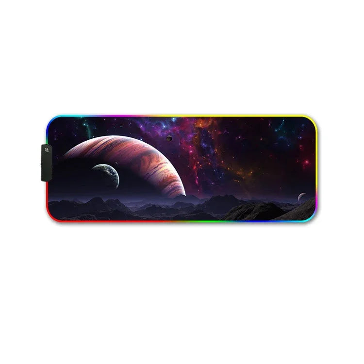 F-01 Rubber Thermal Transfer RGB Luminous Non-Slip Mouse Pad, 250x350x3mm, 250x350x4mm, 260x390x3mm, 260x390x4mm, 300x350x3mm