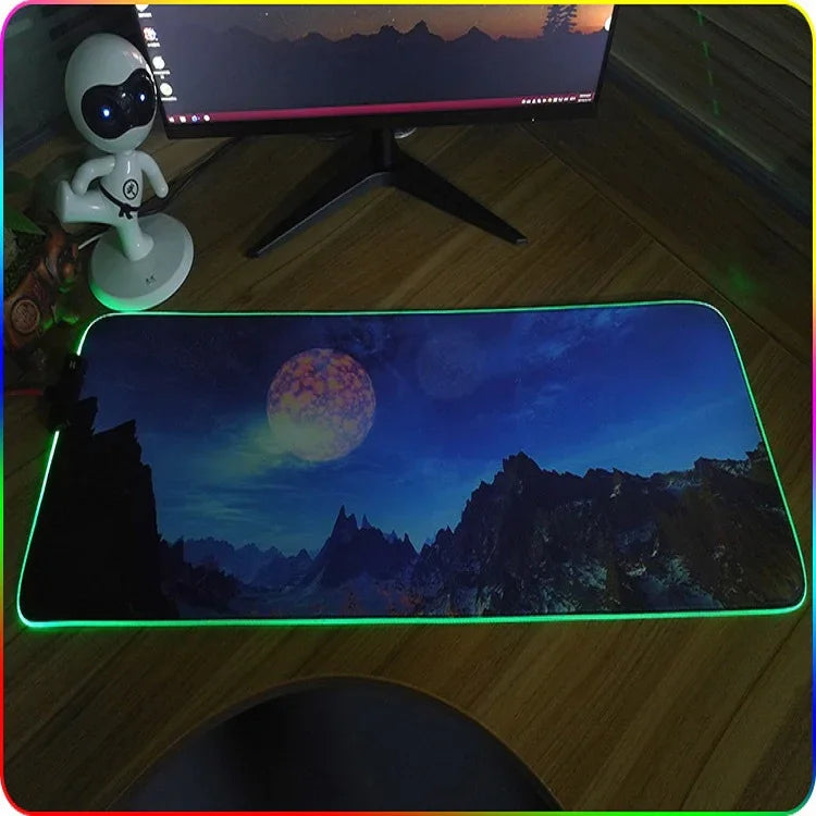 F-01 Rubber Thermal Transfer RGB Luminous Non-Slip Mouse Pad, 250x350x3mm, 250x350x4mm, 260x390x3mm, 260x390x4mm, 300x350x3mm