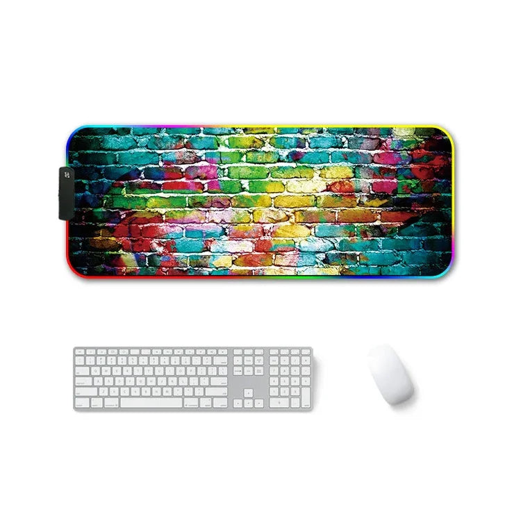 F-01 Rubber Thermal Transfer RGB Luminous Non-Slip Mouse Pad, 250x350x3mm, 250x350x4mm, 260x390x3mm, 260x390x4mm, 300x350x3mm