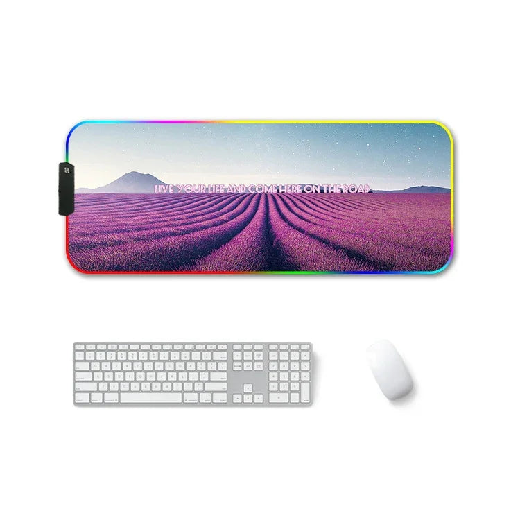 F-01 Rubber Thermal Transfer RGB Luminous Non-Slip Mouse Pad, 300x350x4mm, 350x600x3mm, 350x600x4mm, 300x800x3mm, 300x800x4mm