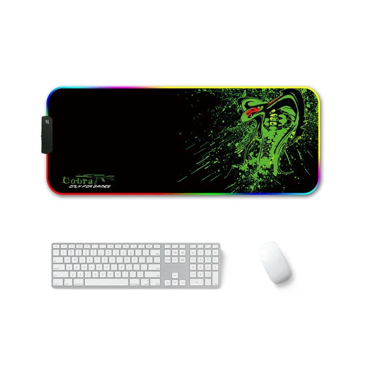 F-01 Rubber Thermal Transfer RGB Luminous Non-Slip Mouse Pad, 300x350x4mm, 350x600x3mm, 350x600x4mm, 300x800x3mm, 300x800x4mm