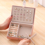 Portable Princess Style Jewelry Box Small Simple Earrings Ring Storage Box, 16.5x11.5x5.8cm