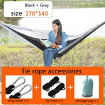 Outdoor Hammock Nylon Parachute Cloth Travel Camping Swing, Style:, 2.7m x 1.4m (Black+Gray), 3m x 2m (Black+Gray), 2.7m x 1.4m (Black+Red), 3m x 2m (Black+Red), 2.7m x 1.4m (Red+Sky Blue), 3m x 2m (Red+Sky Blue), 2.7m x 1.4m (Royal Blue+Dark Gray)    ...